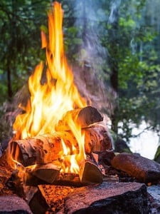 Burning campfire